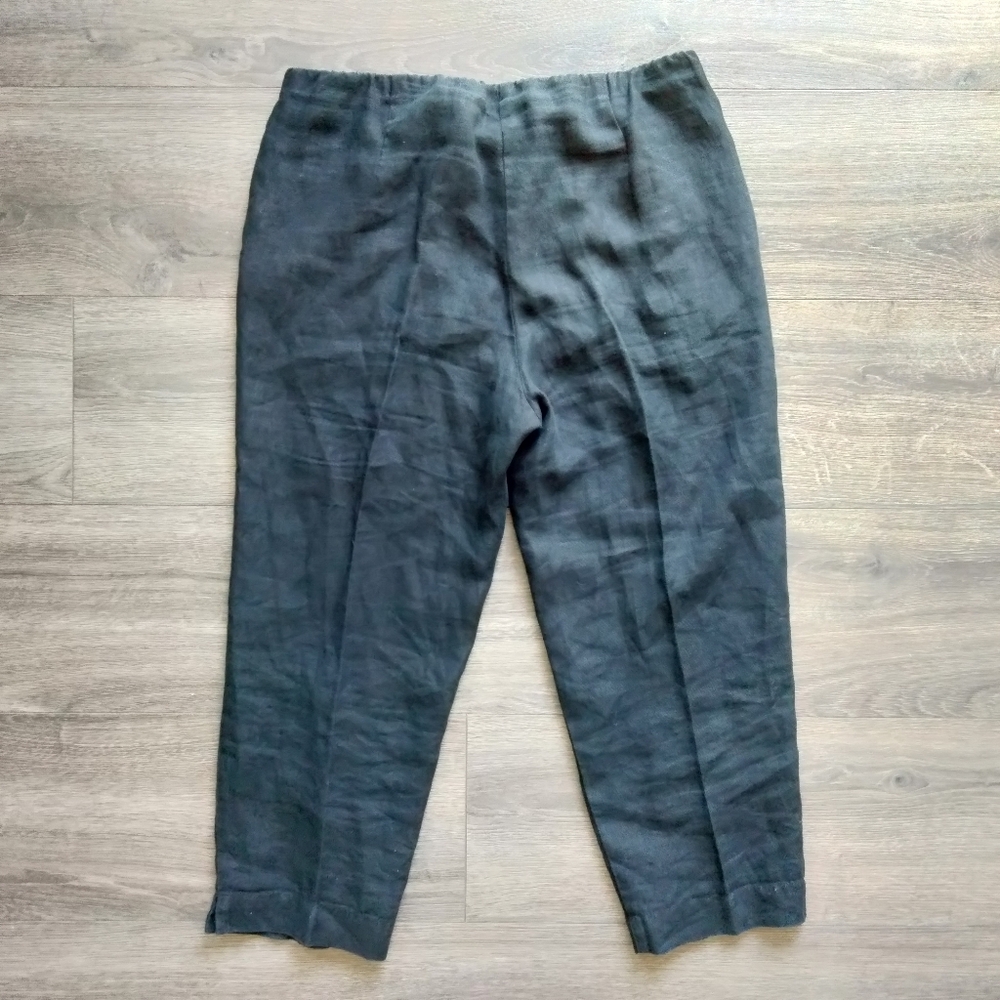 J.Jill Love Linen Women's Size Small Cropped Pull On Black Pants w/ Pockets - Picture 3 of 12